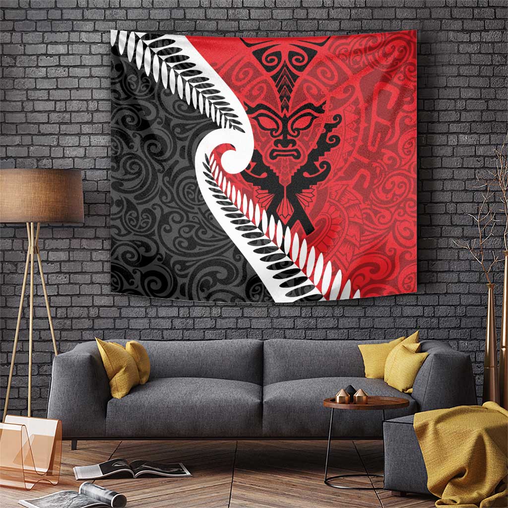 Silver Fern Koru Swirls with Maori Ta Moko Tapestry