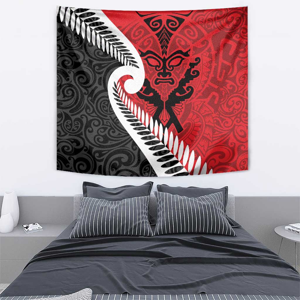 Silver Fern Koru Swirls with Maori Ta Moko Tapestry