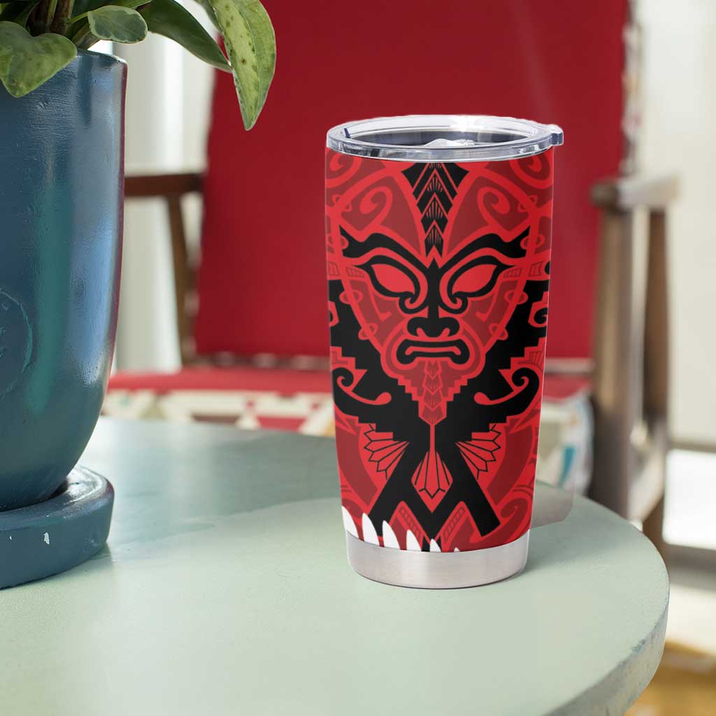 Silver Fern Koru Swirls with Maori Ta Moko Tumbler Cup LT9 - Polynesian Pride