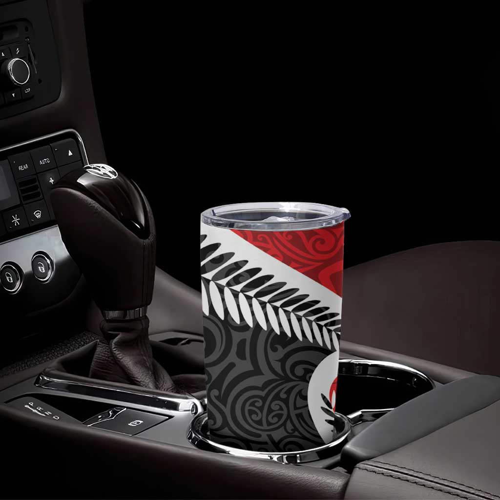 Silver Fern Koru Swirls with Maori Ta Moko Tumbler Cup LT9 - Polynesian Pride