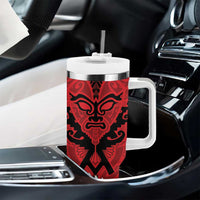Silver Fern Koru Swirls with Maori Ta Moko Tumbler With Handle LT9 - Polynesian Pride