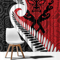 Silver Fern Koru Swirls with Maori Ta Moko Window Curtain LT9 - Polynesian Pride