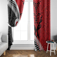 Silver Fern Koru Swirls with Maori Ta Moko Window Curtain LT9 - Polynesian Pride
