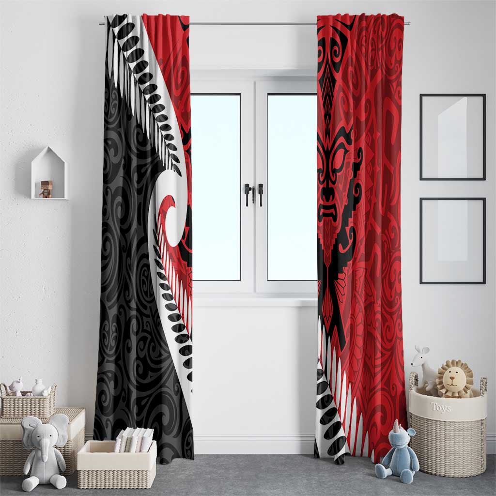 Silver Fern Koru Swirls with Maori Ta Moko Window Curtain LT9 - Polynesian Pride