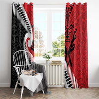 Silver Fern Koru Swirls with Maori Ta Moko Window Curtain LT9 - Polynesian Pride