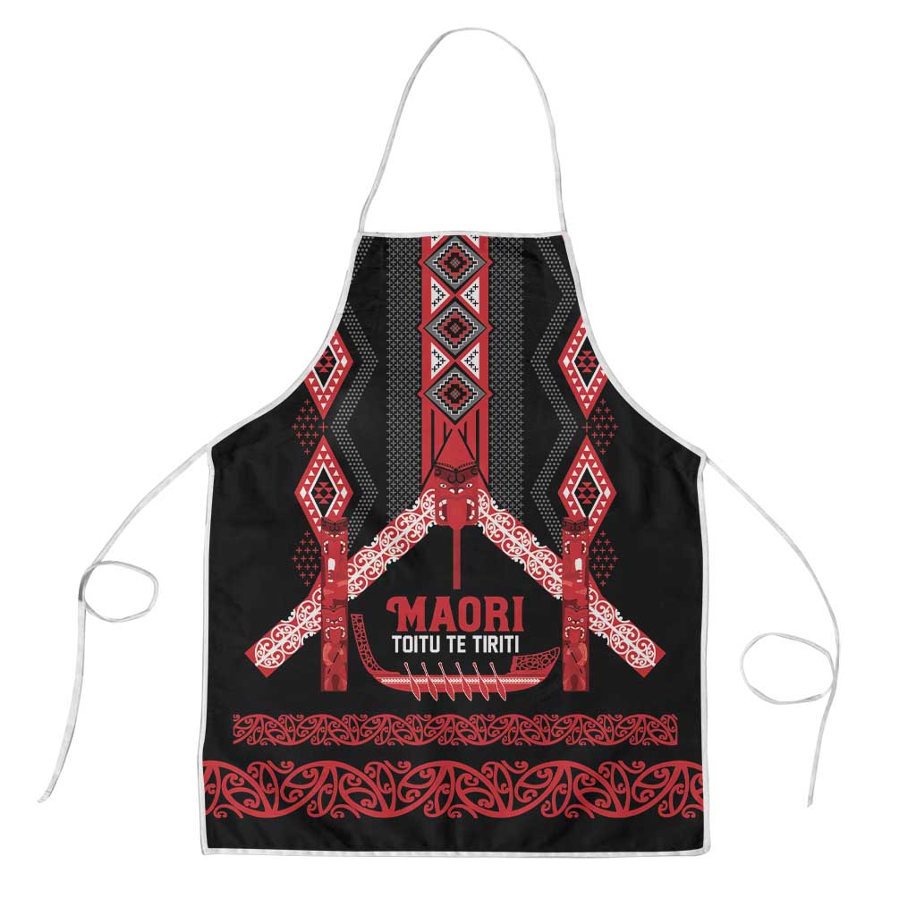Toitu Te Tiriti Waitangi Apron Black Wharenui House - Polynesian Pride
