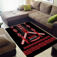 Toitu Te Tiriti Waitangi Area Rug Black Wharenui House - Polynesian Pride