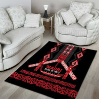 Toitu Te Tiriti Waitangi Area Rug Black Wharenui House - Polynesian Pride