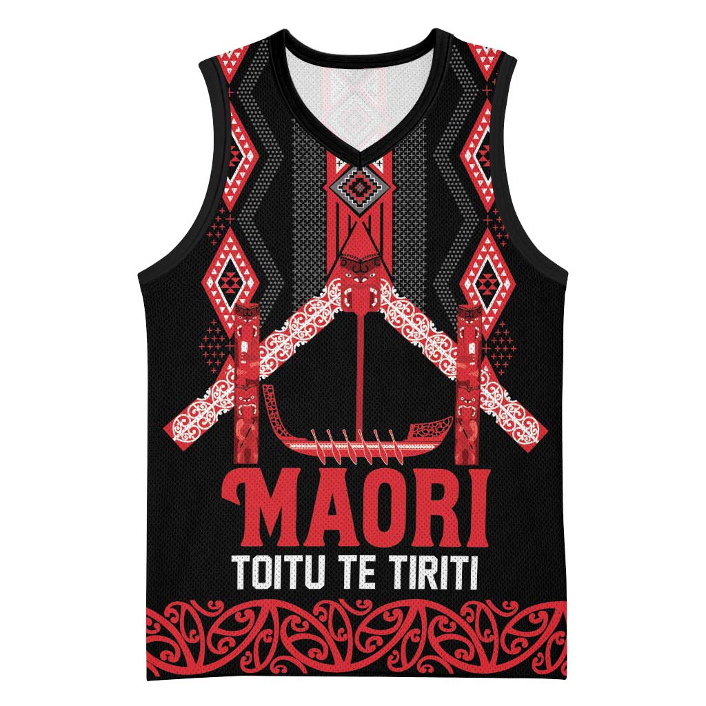 Toitu Te Tiriti Waitangi Basketball Jersey Black Wharenui House - Polynesian Pride