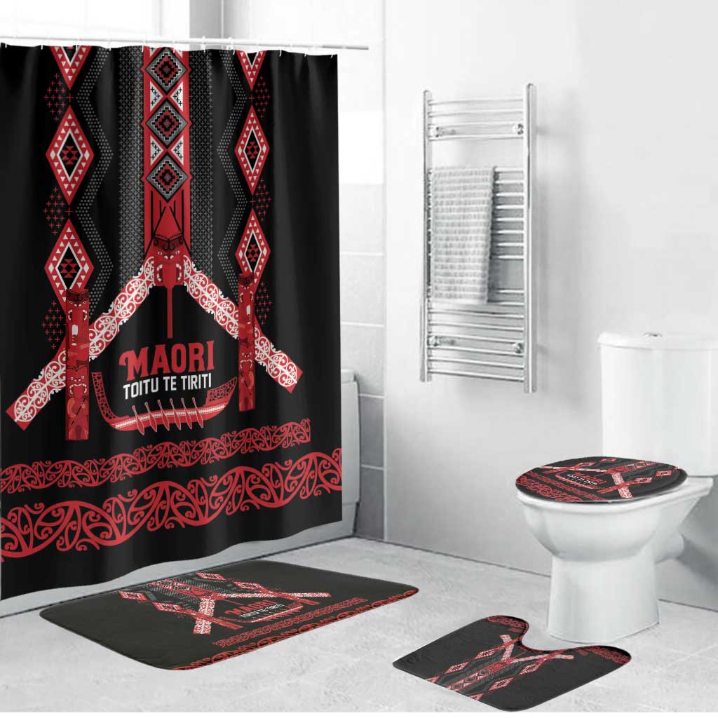 Toitu Te Tiriti Waitangi Bathroom Set Black Wharenui House - Polynesian Pride