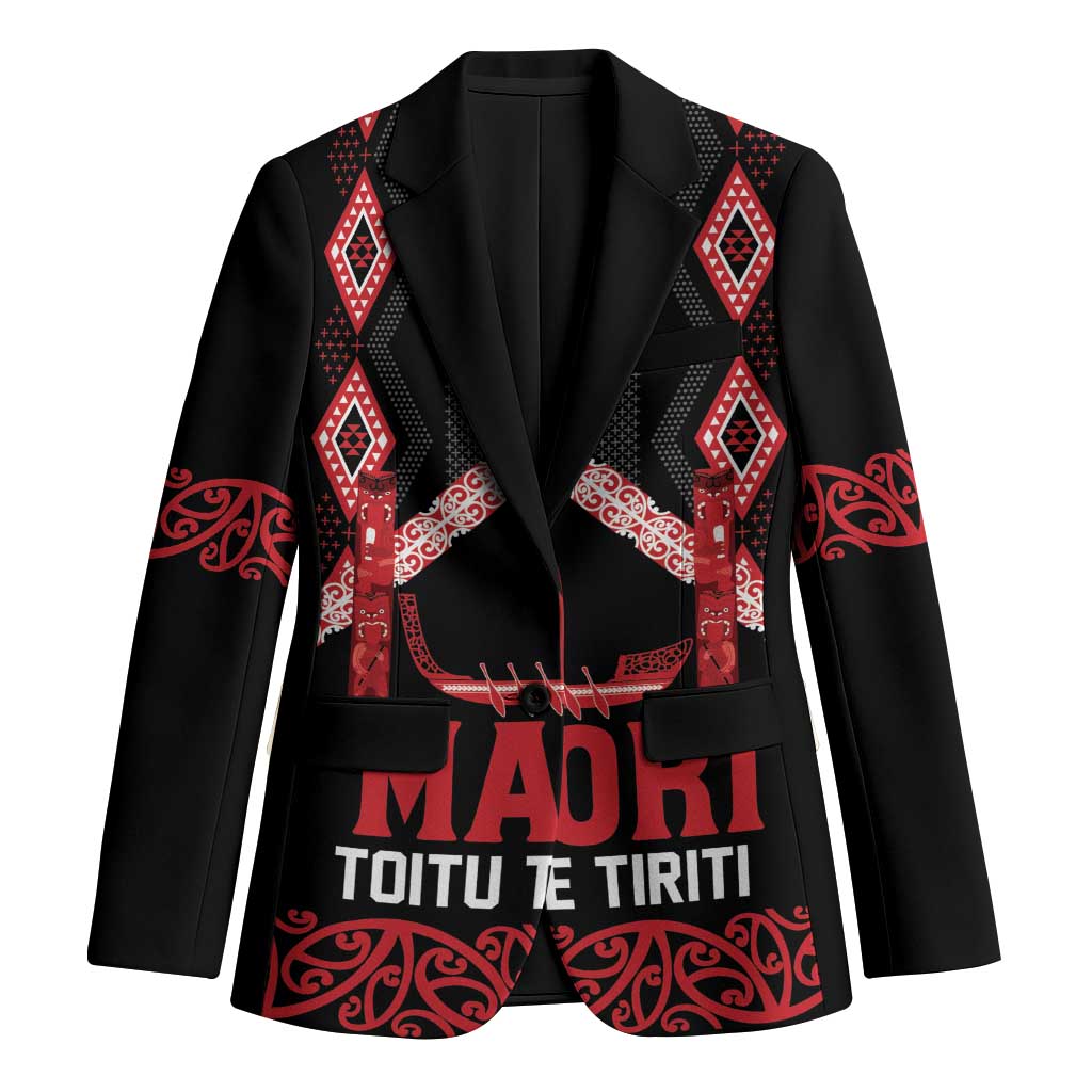 Toitu Te Tiriti Waitangi Blazer Black Wharenui House - Polynesian Pride