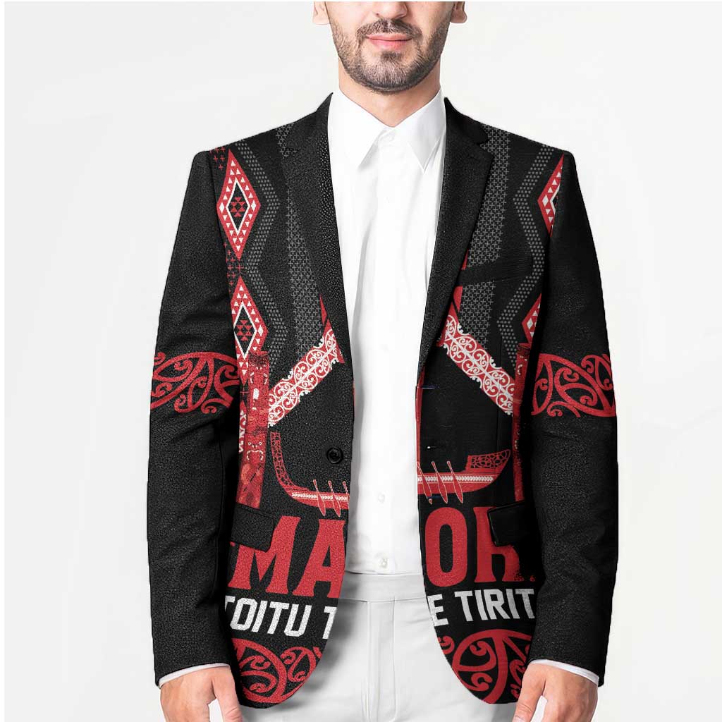 Toitu Te Tiriti Waitangi Blazer Black Wharenui House - Polynesian Pride