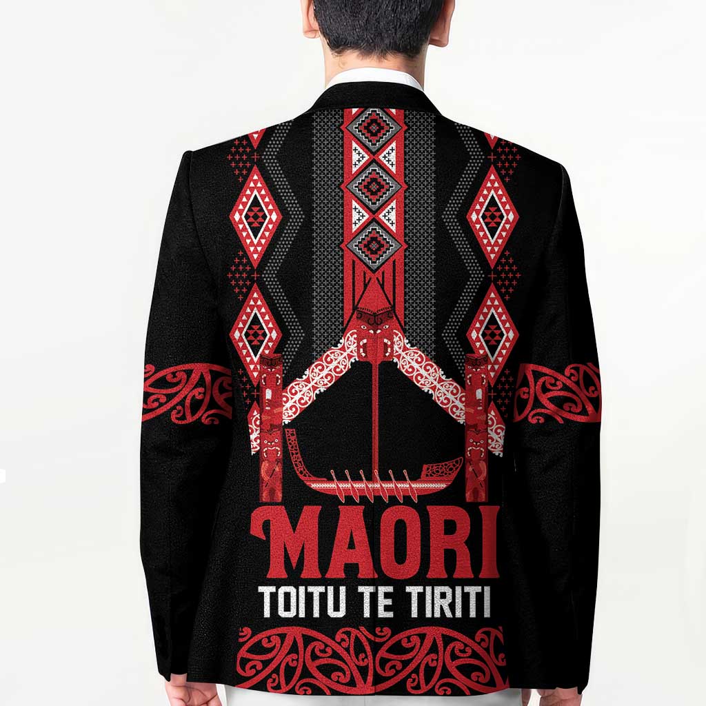 Toitu Te Tiriti Waitangi Blazer Black Wharenui House - Polynesian Pride