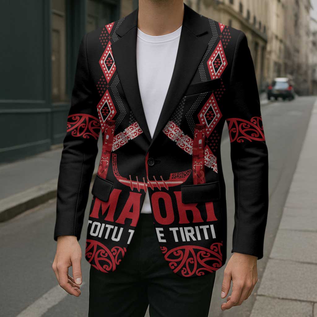 Toitu Te Tiriti Waitangi Blazer Black Wharenui House - Polynesian Pride