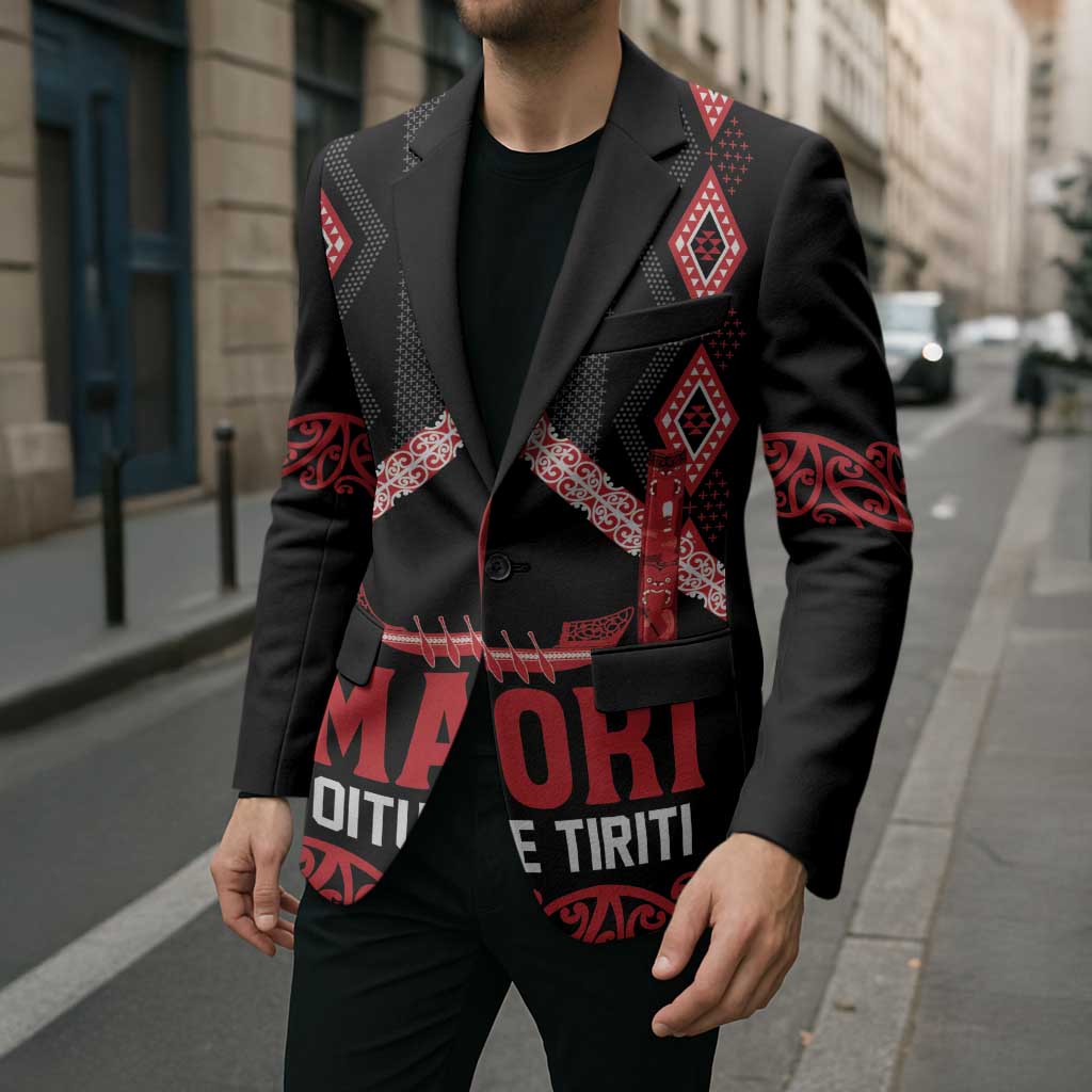 Toitu Te Tiriti Waitangi Blazer Black Wharenui House - Polynesian Pride