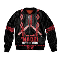Toitu Te Tiriti Waitangi Bomber Jacket Black Wharenui House - Polynesian Pride