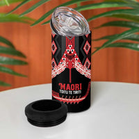 Toitu Te Tiriti Waitangi 4 in 1 Can Cooler Tumbler Black Wharenui House - Polynesian Pride