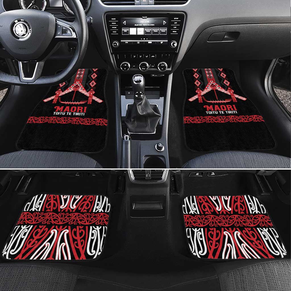 Toitu Te Tiriti Waitangi Car Mats Black Wharenui House - Polynesian Pride