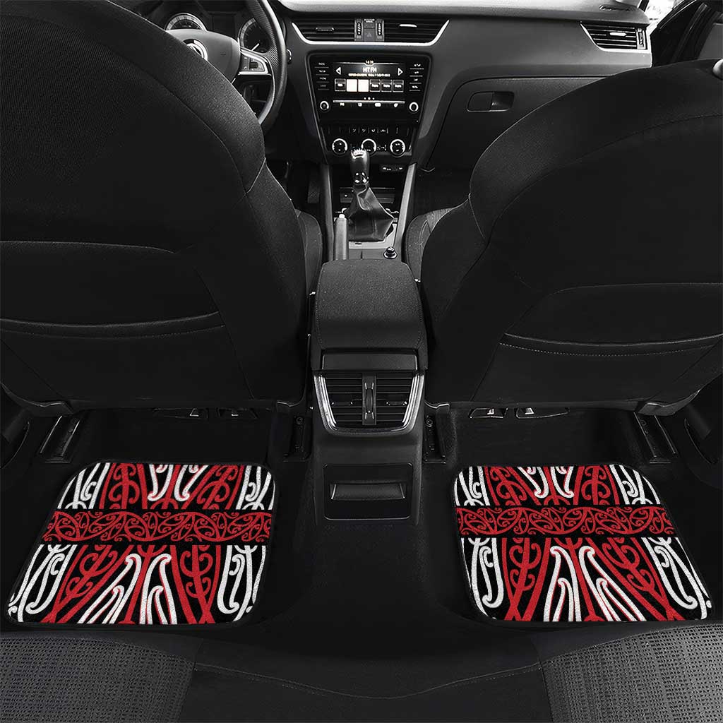 Toitu Te Tiriti Waitangi Car Mats Black Wharenui House - Polynesian Pride