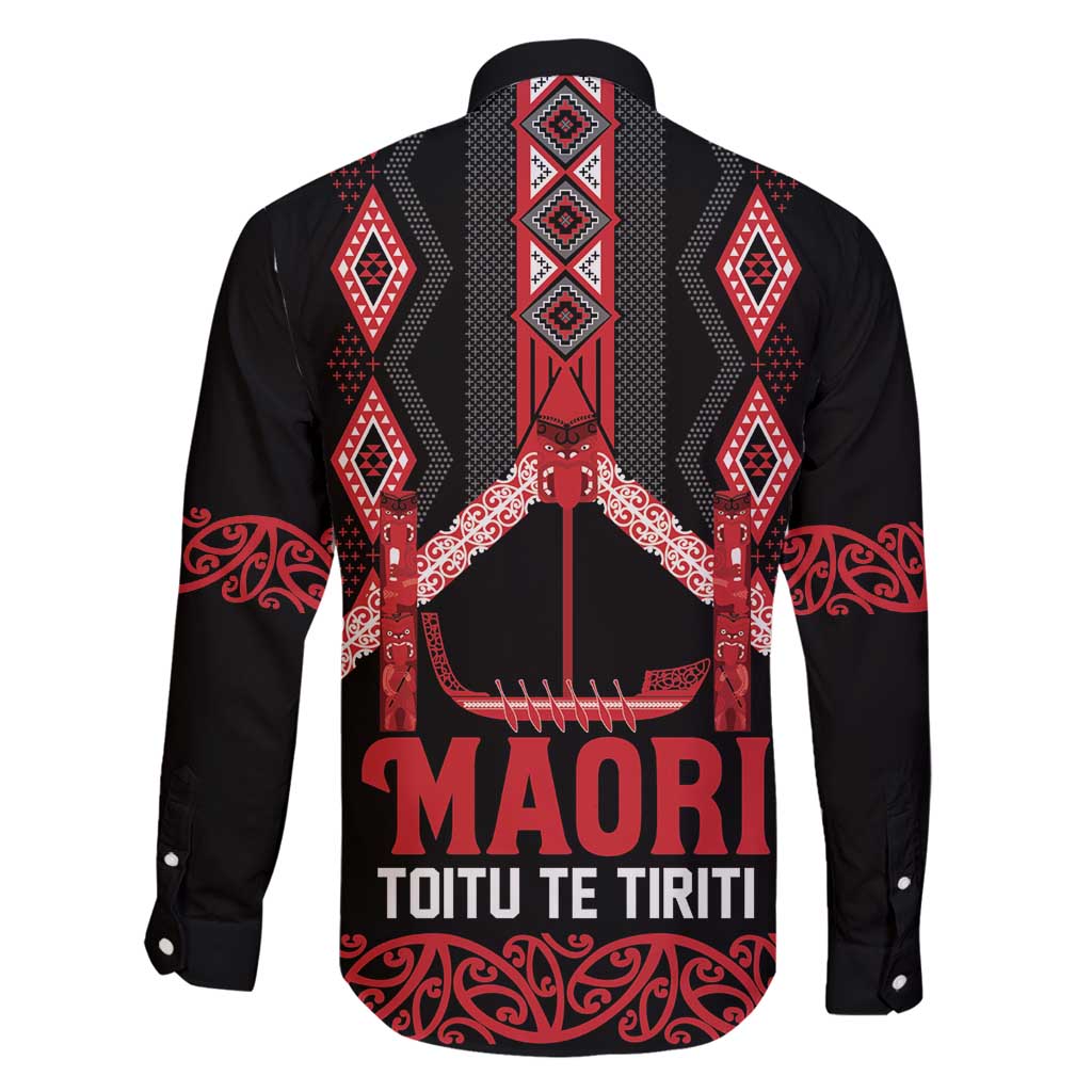 Toitu Te Tiriti Waitangi Family Matching Long Sleeve Bodycon Dress and Hawaiian Shirt Black Wharenui House - Polynesian Pride