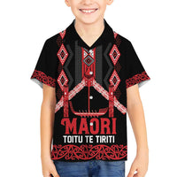 Toitu Te Tiriti Waitangi Family Matching Long Sleeve Bodycon Dress and Hawaiian Shirt Black Wharenui House - Polynesian Pride