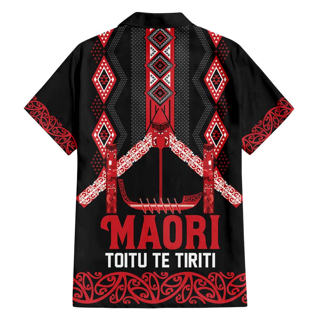 Toitu Te Tiriti Waitangi Family Matching Off Shoulder Short Dress and Hawaiian Shirt Black Wharenui House - Polynesian Pride