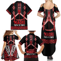 Toitu Te Tiriti Waitangi Family Matching Summer Maxi Dress and Hawaiian Shirt Black Wharenui House - Polynesian Pride