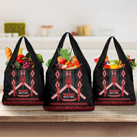 Toitu Te Tiriti Waitangi Grocery Bag Black Wharenui House - Polynesian Pride