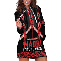 Toitu Te Tiriti Waitangi Hoodie Dress Black Wharenui House LT9 Black - Polynesian Pride