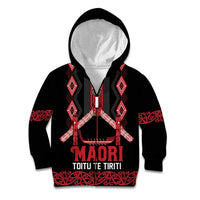 Toitu Te Tiriti Waitangi Kid Hoodie Black Wharenui House - Polynesian Pride