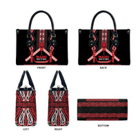 Toitu Te Tiriti Waitangi Leather Bag Black Wharenui House - Polynesian Pride
