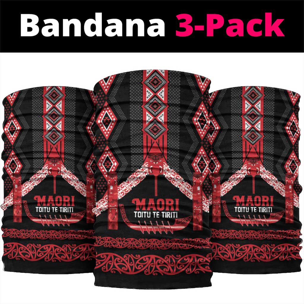 Toitu Te Tiriti Waitangi Neck Gaiter Black Wharenui House - Polynesian Pride