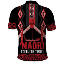 Toitu Te Tiriti Waitangi Polo Shirt Black Wharenui House LT9 - Polynesian Pride