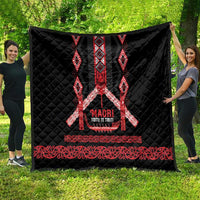 Toitu Te Tiriti Waitangi Quilt Black Wharenui House - Polynesian Pride