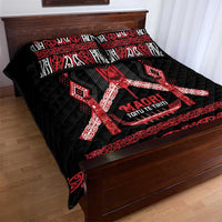 Toitu Te Tiriti Waitangi Quilt Bed Set Black Wharenui House - Polynesian Pride