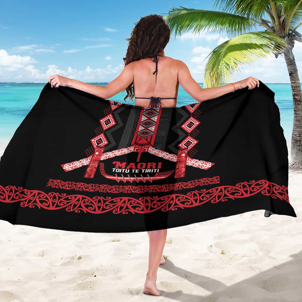 Toitu Te Tiriti Waitangi Sarong Black Wharenui House - Polynesian Pride