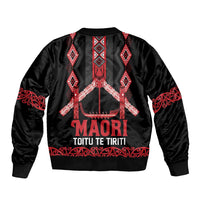 Toitu Te Tiriti Waitangi Sleeve Zip Bomber Jacket Black Wharenui House - Polynesian Pride