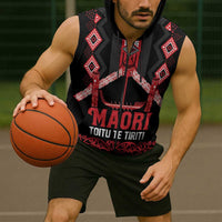 Toitu Te Tiriti Waitangi Sleeveless Zip Hoodie Black Wharenui House - Polynesian Pride