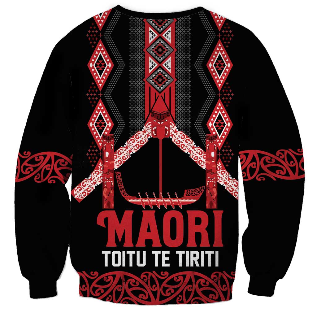 Toitu Te Tiriti Waitangi Sweatshirt Black Wharenui House LT9 - Polynesian Pride
