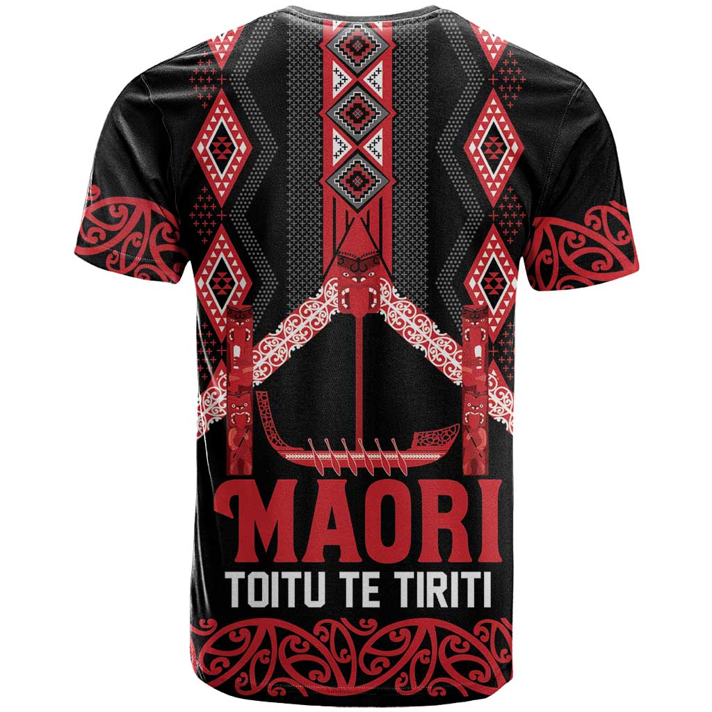 Toitu Te Tiriti Waitangi T Shirt Black Wharenui House - Polynesian Pride