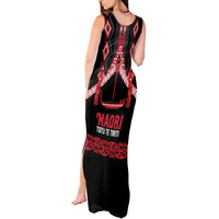 Toitu Te Tiriti Waitangi Tank Maxi Dress Black Wharenui House LT9 - Polynesian Pride