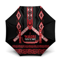 Toitu Te Tiriti Waitangi Umbrella Black Wharenui House - Polynesian Pride
