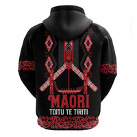 Toitu Te Tiriti Waitangi Zip Hoodie Black Wharenui House LT9 - Polynesian Pride