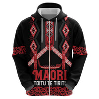 Toitu Te Tiriti Waitangi Zip Hoodie Black Wharenui House LT9 - Polynesian Pride