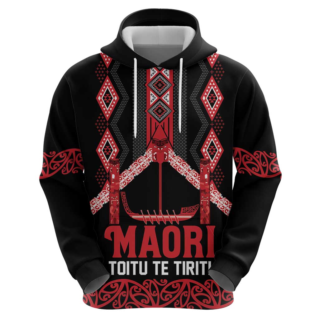 Toitu Te Tiriti Waitangi Zip Hoodie Black Wharenui House LT9 - Polynesian Pride