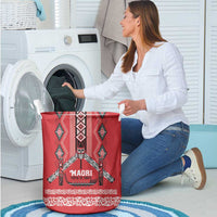 Toitu Te Tiriti Waitangi Laundry Basket Red Wharenui House LT9 - Polynesian Pride