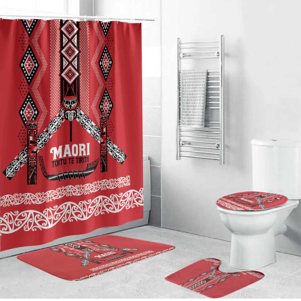 Toitu Te Tiriti Waitangi Bathroom Set Red Wharenui House - Polynesian Pride