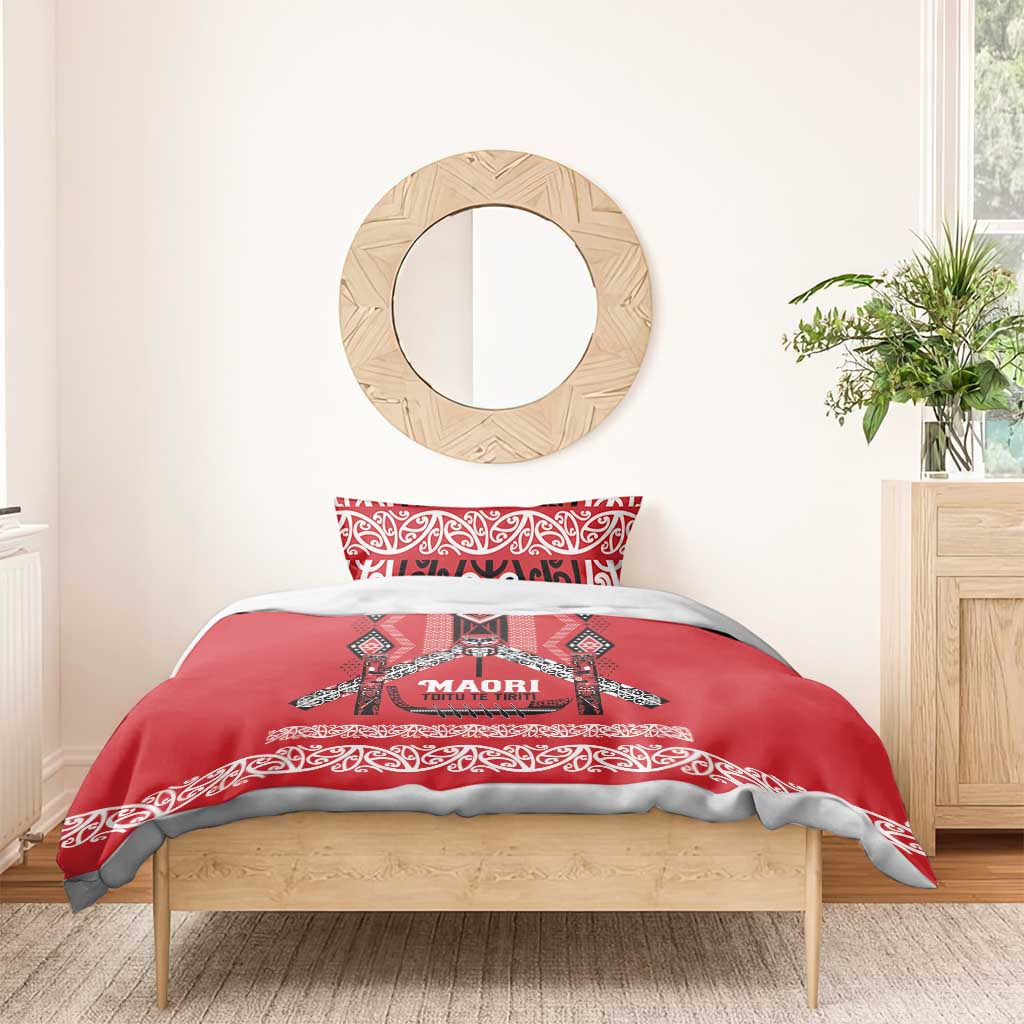 Toitu Te Tiriti Waitangi Bedding Set Red Wharenui House LT9 - Polynesian Pride