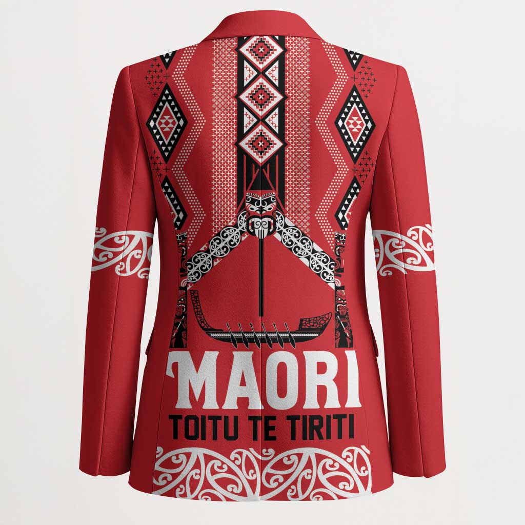 Toitu Te Tiriti Waitangi Blazer Red Wharenui House - Polynesian Pride