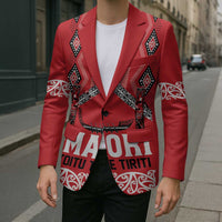 Toitu Te Tiriti Waitangi Blazer Red Wharenui House - Polynesian Pride